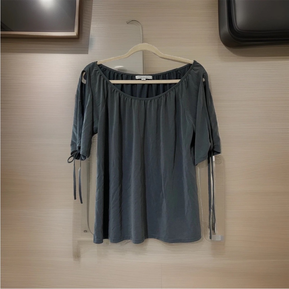 Green Envelope Blouse Small Tie Shoulder Perfect For Contemporary Office